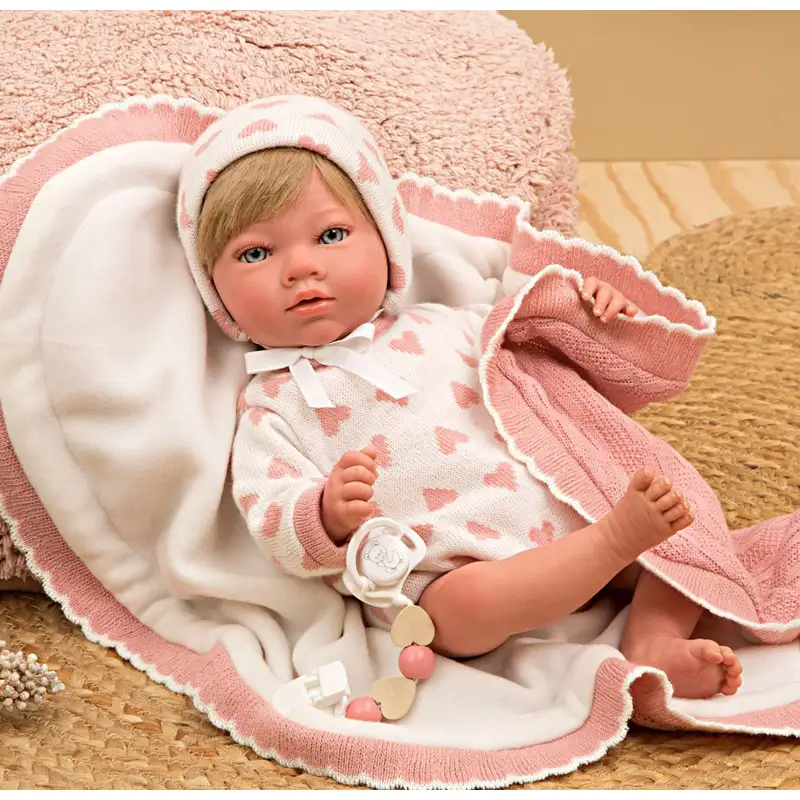 Pink Christina Arias Reborn Dukke med Tæppe BikramCPH