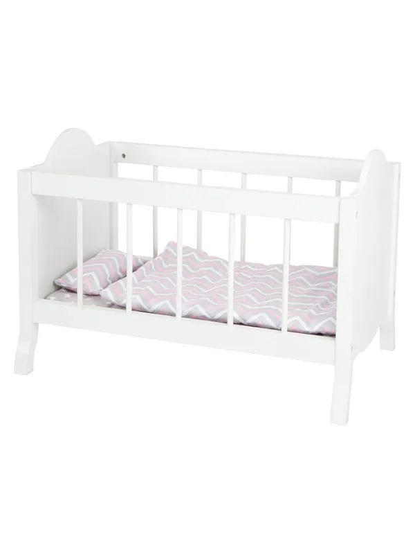 Small Foot - Wooden Doll Bed White with Bedding Stripes 4dlg.