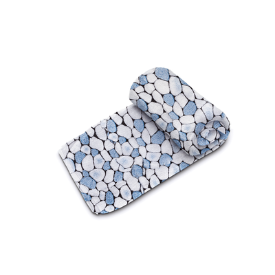 Frank Velour Tæppe - Trykt, 120x100 cm - Grå/Rød/Blå